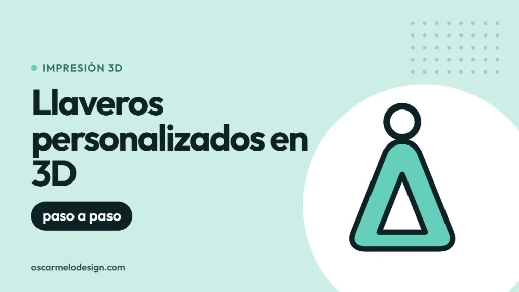 Llavero impreso en 3D con la forma del logotipo de Oscar Melo Design