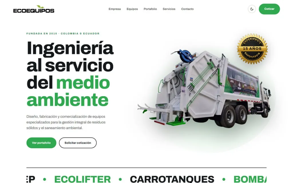Web de Ecoequipos en ordenador