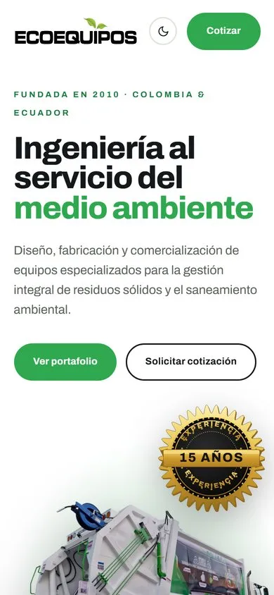 Web de Ecoequipos en el móvil