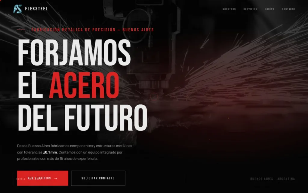 Web de Fleksteel en ordenador